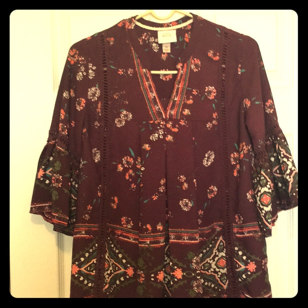COPY - Maroon native flower blouse